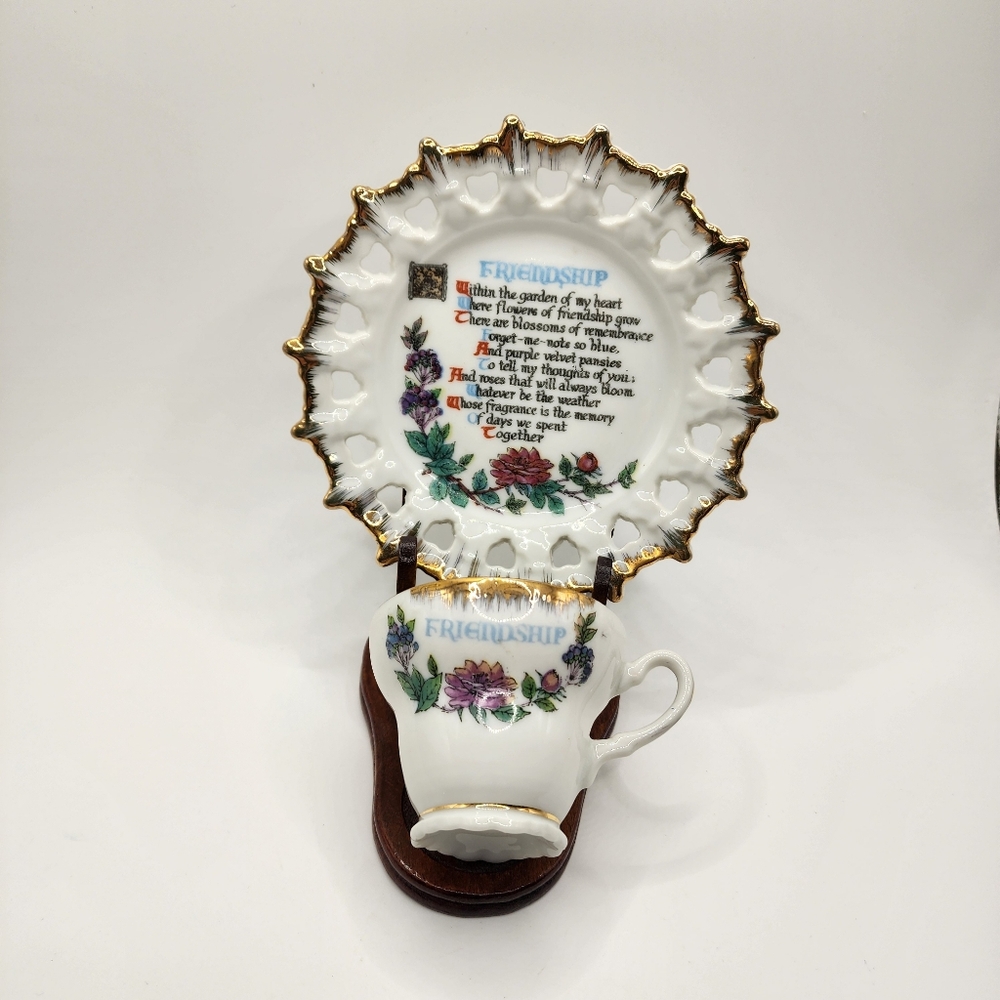 Vintage "Frienship" Decorative Plate And Cup